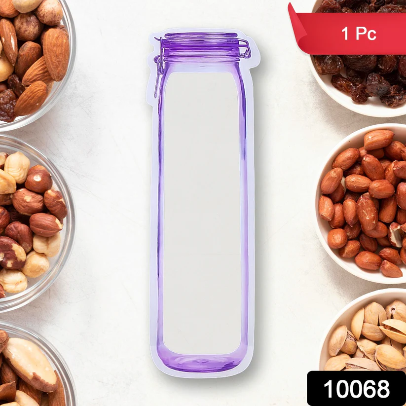 Food Storage Bag Bottles Shape Ziplock Bags Reusable (1 Pc / 500 ML) 